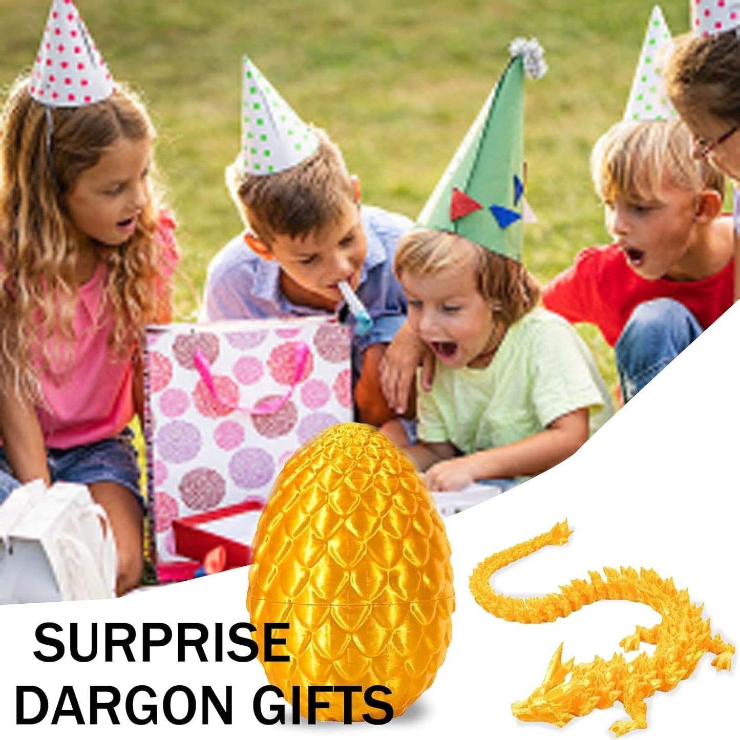 Cessfle 3D Printed Dragon in Egg, Crystal Dragon Eggs with Dragon Inside, Full Articulated Dragon Eggs 3D Dragon Toys, Mystery Dragon Egg for House of Dragon, 3D Printed Animals Fidget Toys