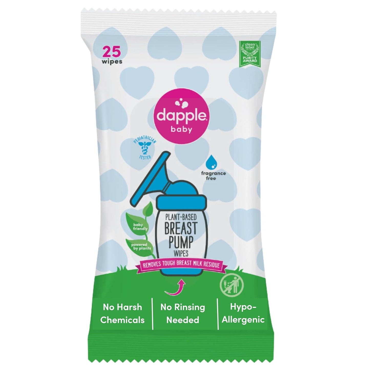 Breast Pump Wipes by Dapple Baby, Hypoallergenic & Powered by Plants, Removes Milk Residue, Leaves