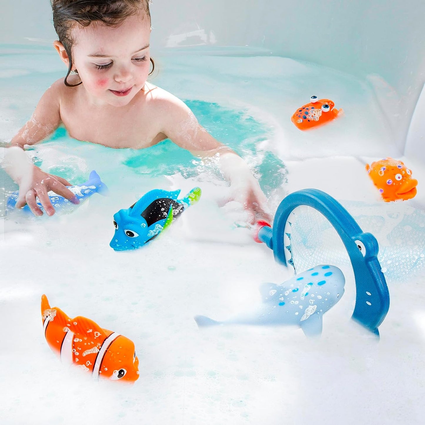 No Hole Mold Free Bath Toys for Toddlers 1-3, Water Toys for 6-12 Months Infants with Storage Bag