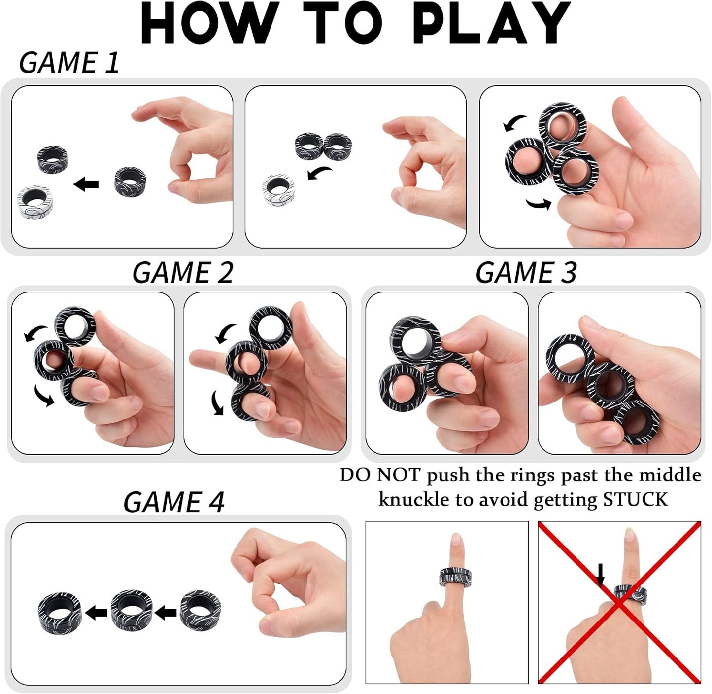 6 Pcs Magnetic Rings Fidget Toys for Teens, Adults & Kids|Easter Basket Stuffers|ADHD Fidget Toy Pack for Anxiety Relief,Coolest Gifts for Teen Boys,Birthday Gifts for 8 9 10 11+ Year Old Boy & Girl