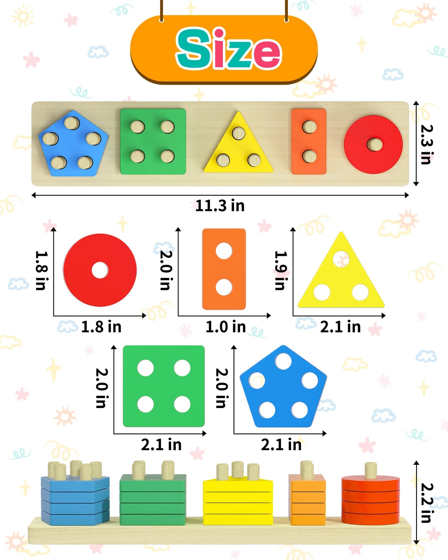Zartores Montessori Toys for 1 2 Year Old Boys Girls Gifts, Toddler Toys