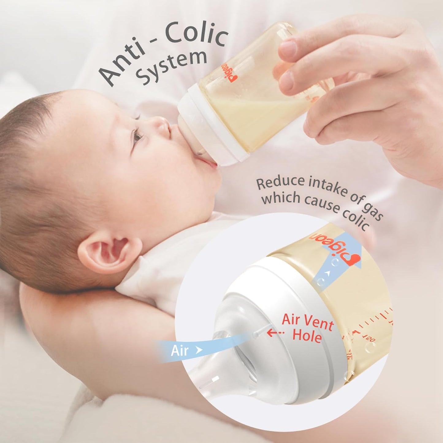 Pigeon PPSU Nursing Baby Bottle Wide Neck, Anti-Colic, Streamlined Body, Natural Feel, Easy to