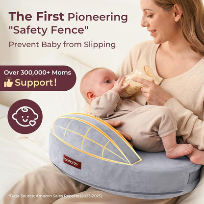 Momcozy Exclusive Memory Foam Nursing Pillow - Pioneering Safety Fence-Plus Size Breastfeeding