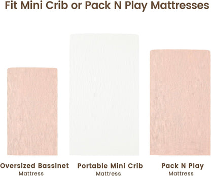 david's kids Muslin Mini Crib Sheets, 2 Pack Cotton Pack N Play Sheets for Boys Girls Neutral, Soft
