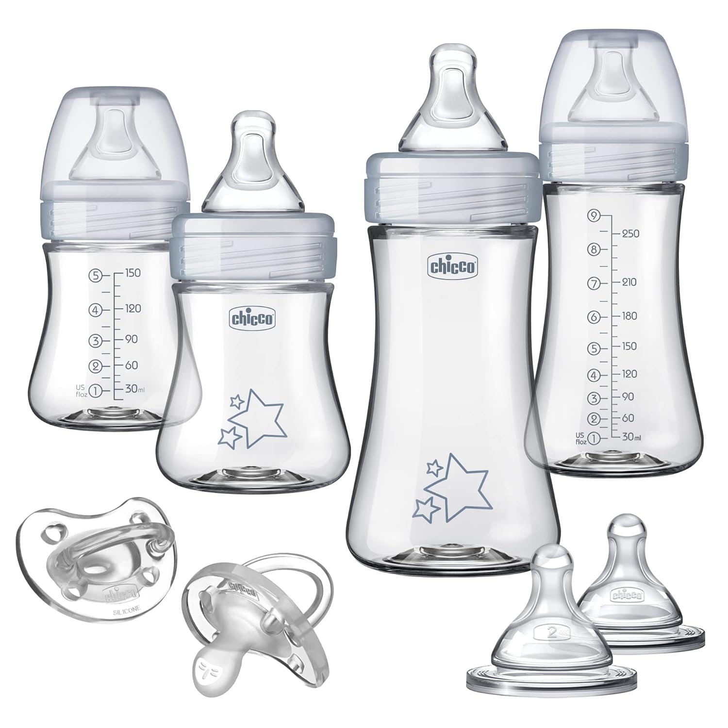 Chicco Duo Newborn Hybrid Baby Bottle Starter Gift Set with Invinci-Glass Inside and Plastic