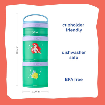 Whiskware Disney Princess Stackable Snack Containers for Kids, 3 Stackable Snack Cups for School