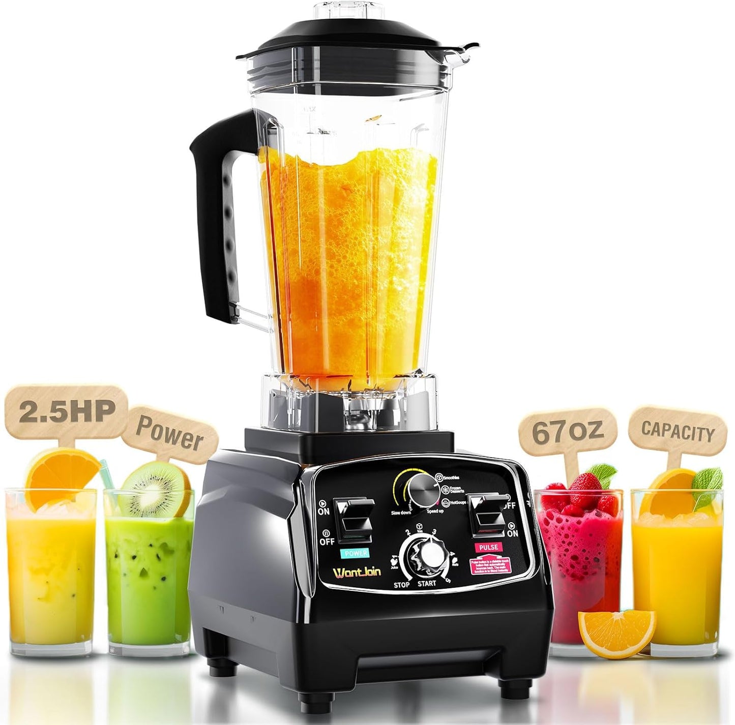 WantJoin Smoothie Blender 1800W Powerful Blenders for Kitchen 68 Oz Large Capacity and BPA-Free
