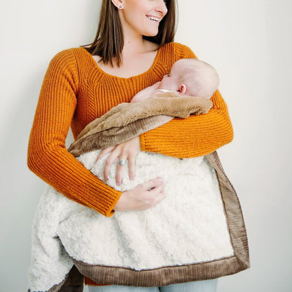 SARANONI Super Soft Boutique Quality Swirl Lush Luxury Baby Blanket (Ivory Swirl Gingersnap