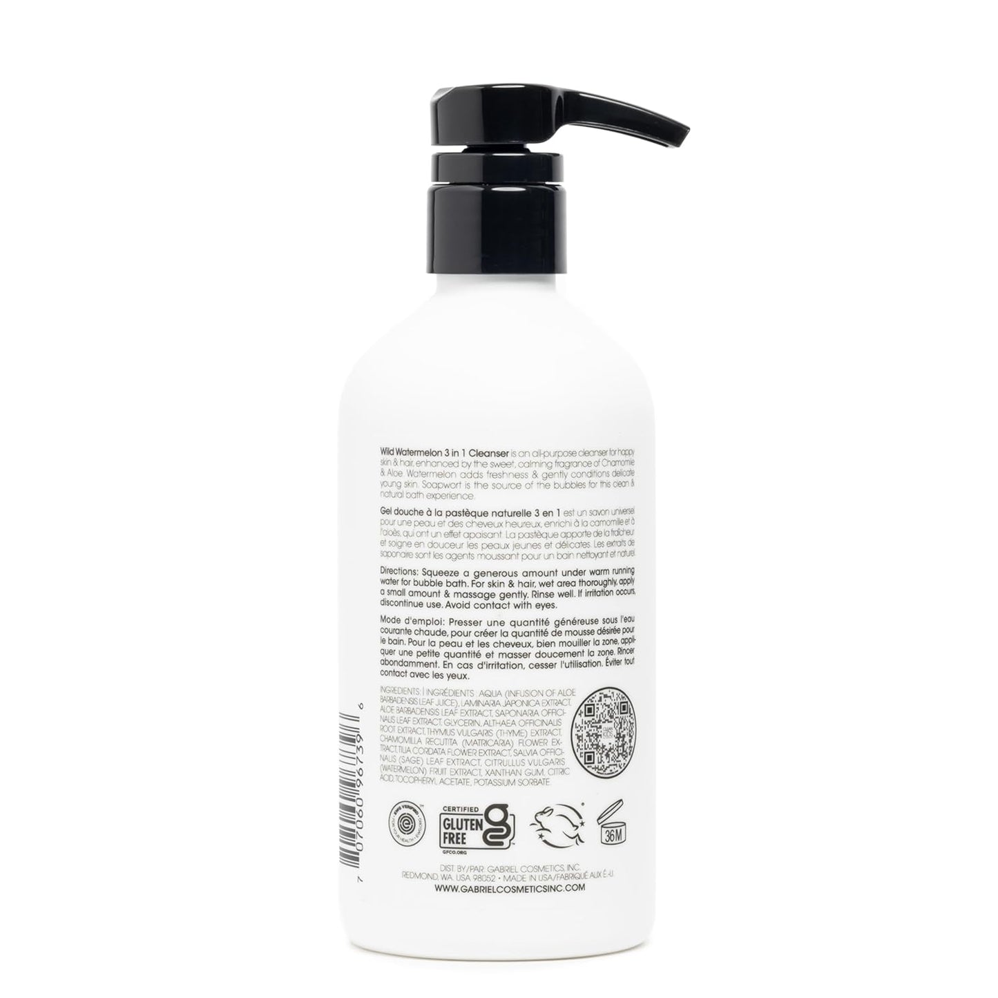 Gabriel Cosmetics Clean Kids Naturally Wild Watermelon 3-in-1 Shampoo, Cleanser & Bubble Bath (16