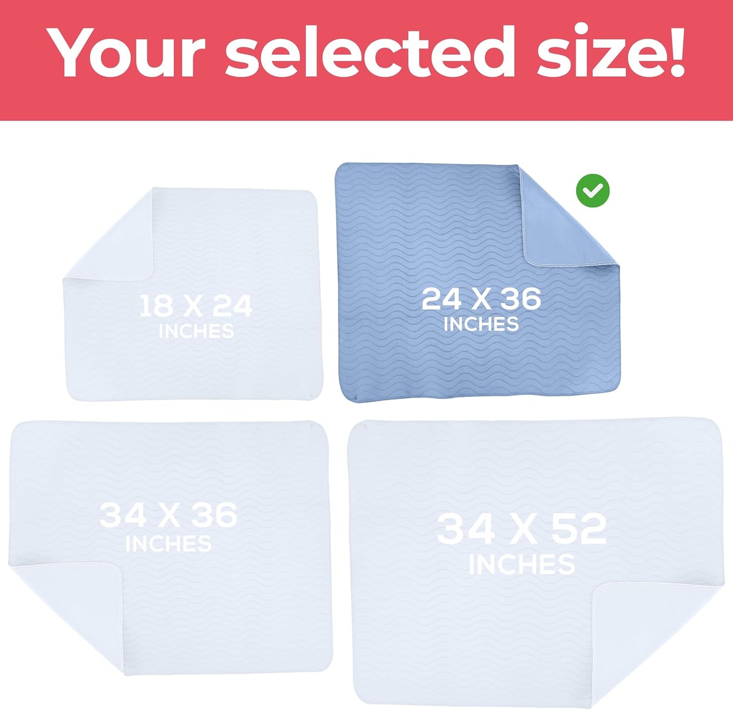 Utopia Bedding Washable Underpads 24" x 36" (Pack of 4), Waterproof Reusable Heavy Absorbency