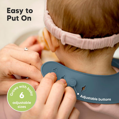 KeaBabies 2-Pack Silicone Baby Bibs for Eating - Sturdy Food-Grade Silicone Bibs for Babies Girl