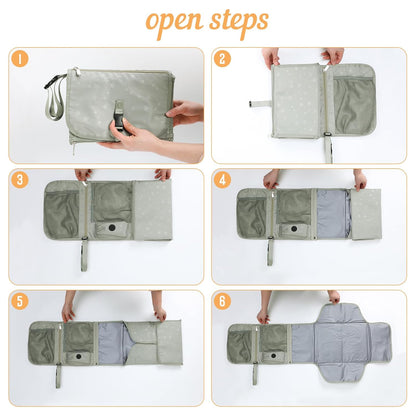 Portable Baby Diaper Changing Pad with Wipe Dispenser and Waste Bag Dispenser Detachable Diaper Changing Travel Bag with Waterproof Changing Mat Well Organized for Changing Kits