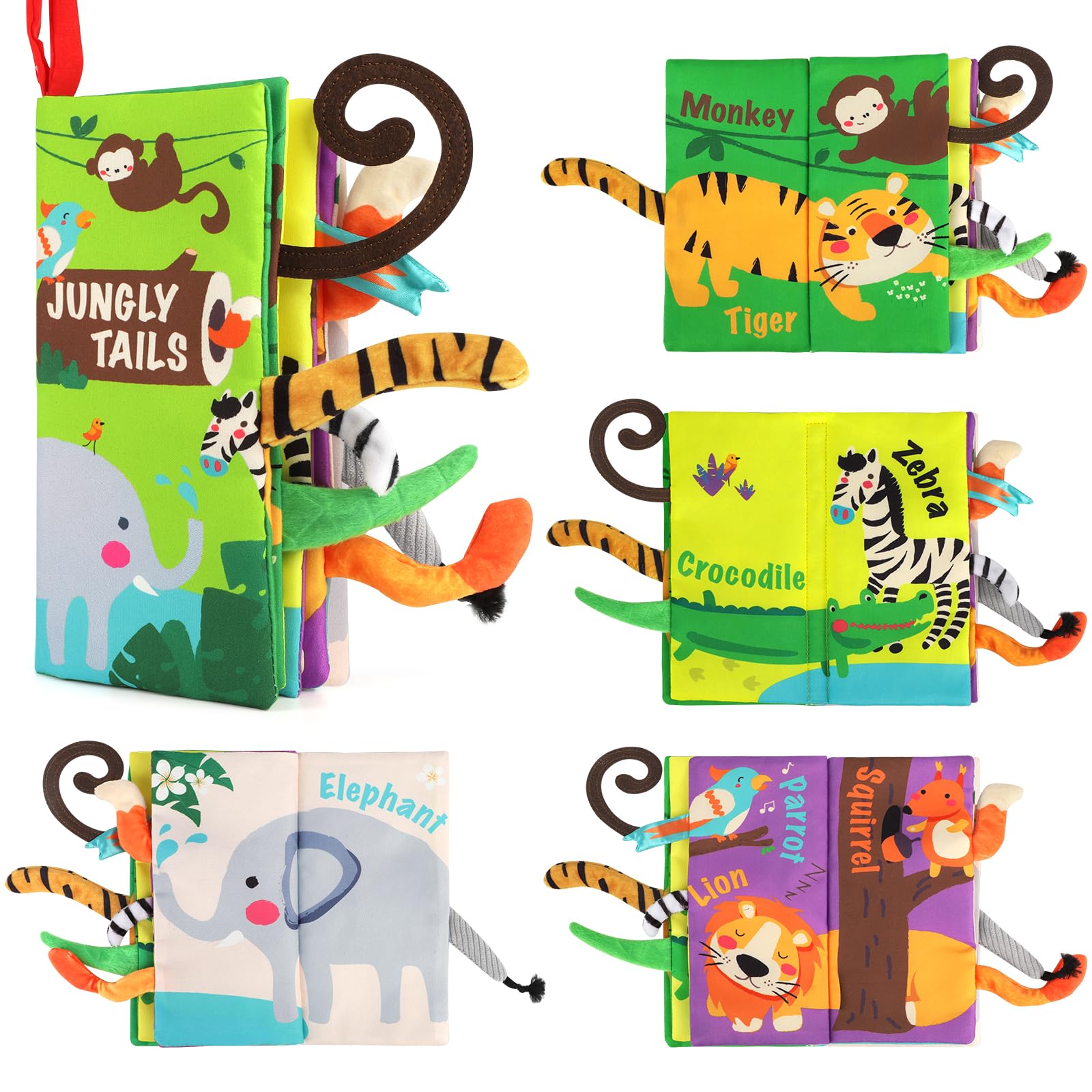 beiens Baby Books Toys, Touch and Feel Crinkle Cloth Book for Infant Baby 0-3-6-12-18 Months, Early