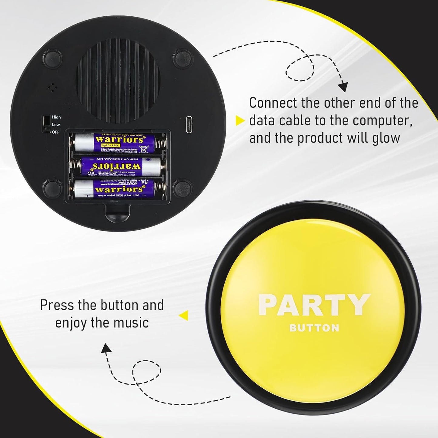 Dance Party Button with Music Sound Button Desk Toys for Office for Adults Classroom Buzzers Novelty Fun Gag Gifts Office Toys Desk Decor Gadget, 4.5 x 4.5 x 1.5 Inch (Yellow)