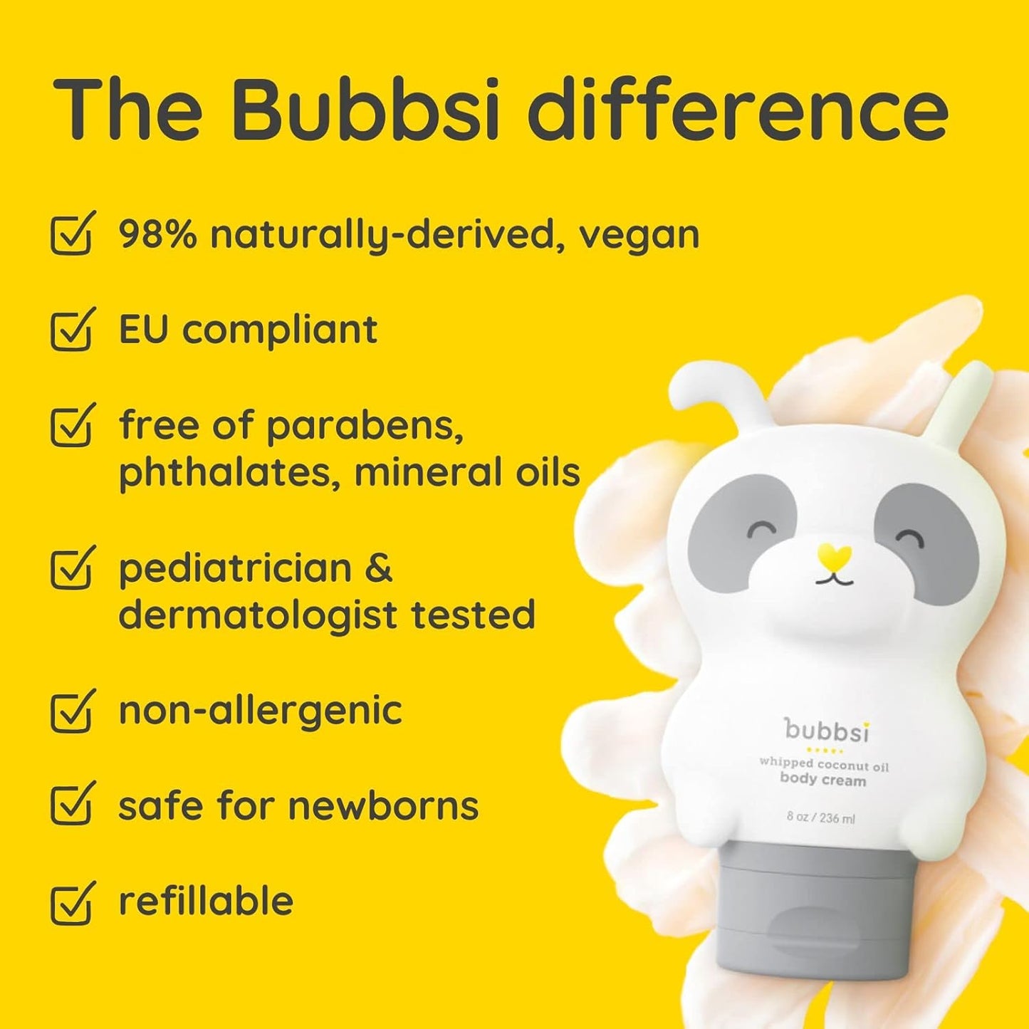 Bubbsi Whipped Coconut Oil Baby Lotion for Eczema, Dry Skin, Baby Acne, KP | Organic Coconut Oil