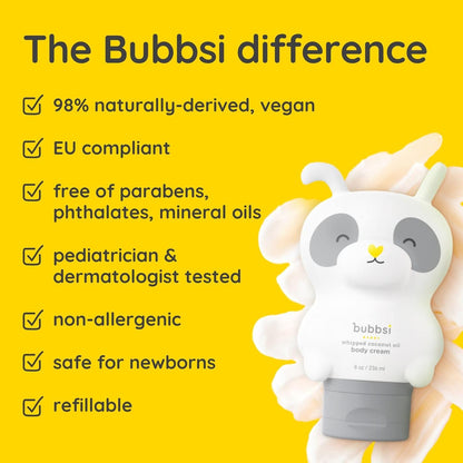 Bubbsi Whipped Coconut Oil Baby Lotion for Eczema, Dry Skin, Baby Acne, KP | Organic Coconut Oil