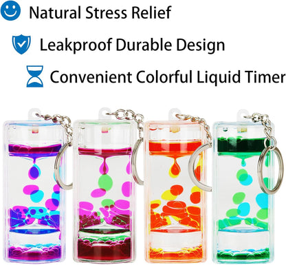 Liquid Motion Bubbler Key Chain Pack of 4 Great Desktop Colorful Hourglass Liquid Bubbler Small Calming Relaxing Toys