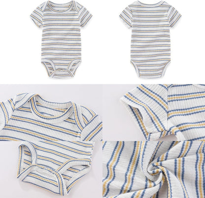 Four Seasons Baby Boy Girl Bodysuits 5-Pack Cotton Comfort Short Sleeve Baby Clothes Soft Infant Outfits