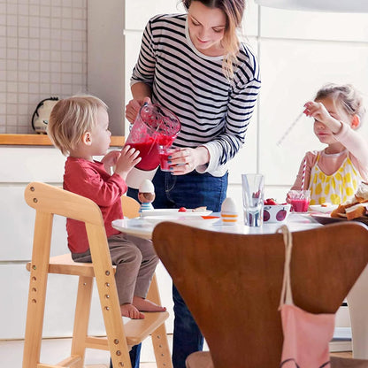 Wooden High Chair for Toddlers, Adjustable Feeding Chair with Removable Cushion for Child, High
