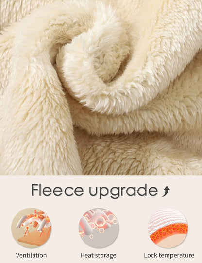 Gihuo Unisex Boy's Girls Winter Warm Sherpa Lined Zip Up Sweatshirt Fleece Jacket Kid's Hoodie Outerwear