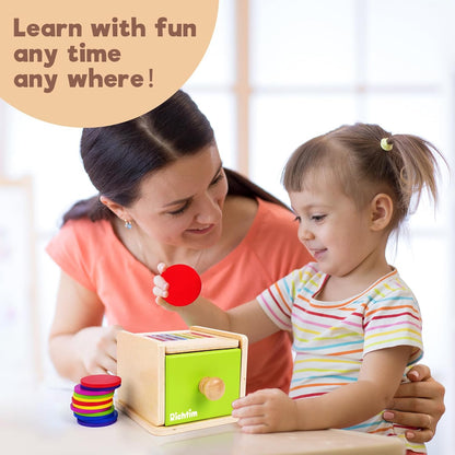 Montessori Toys for 1-3 Year Old: Color Sorting Wooden Drawer Box Toy for Toddlers, Object Permanence and Fine Motor Sensory Toy, 12-18 Months Busy Board Matching Game for Baby Boys and Girls Gifts