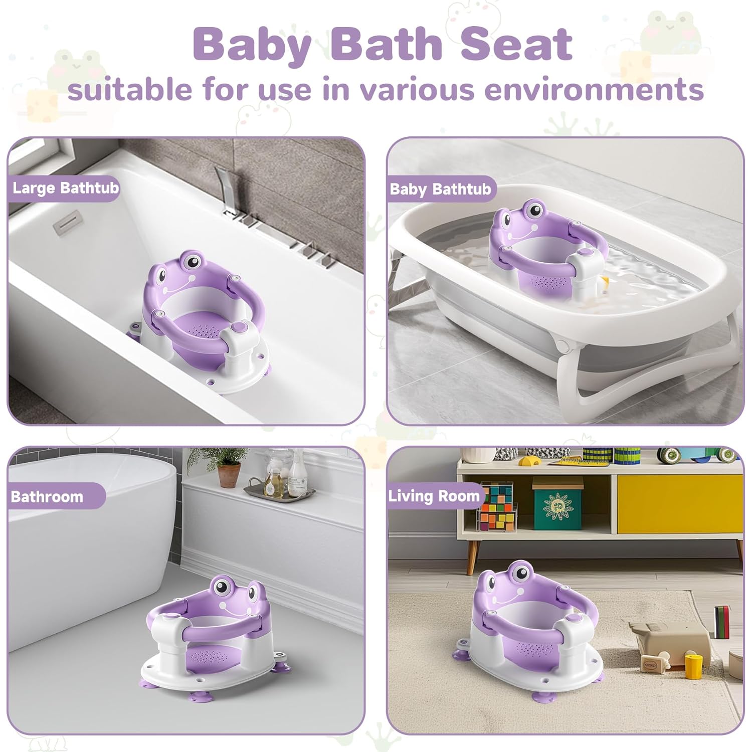 Baby Bath Seat for Babies 6 Months & up Non-Slip Toddler Bath Seats for Sitting Up Infant Bathtub