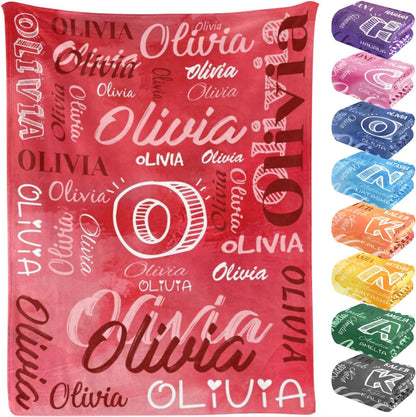 Custom Blanket Personalized Throw Blanket Customized Blankets with Name Text for Adult Kid Birthday