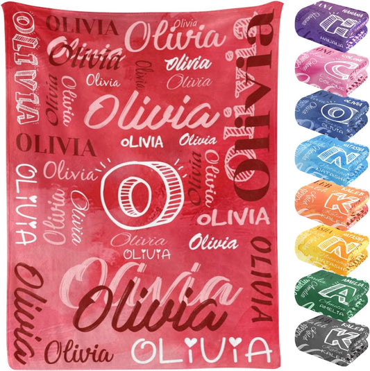 Custom Blanket Personalized Throw Blanket Customized Blankets with Name Text for Adult Kid Birthday