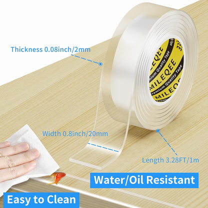 2Pack Clear Edge Protector Strip, 0.8in x 3.28FT(6.56FT Total), Sharp Edge Wrap Cover Tape, Self Adhesive Protective Bumper Guards for Cabinet Door Desk Glass Table Bed Furniture, Kitchen Countertop