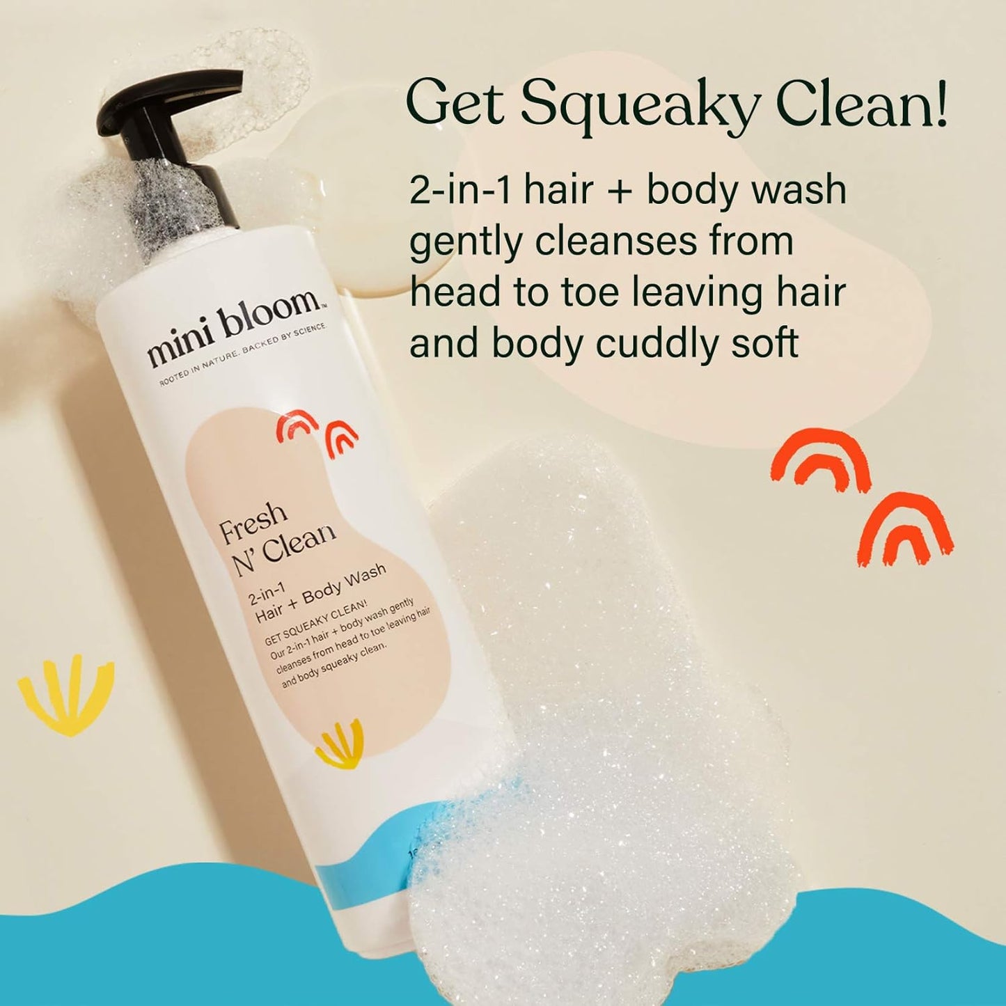 Fresh N’ Clean 2-in-1 Hair + Body Wash | Shampoo Sulfate-Free | Baby & Kid Safe | Gently Cleanses