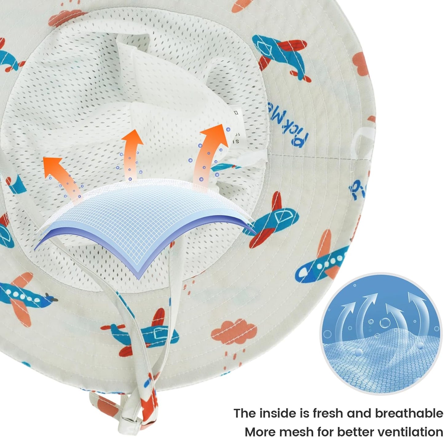 Baby Sun Hat 0-6 Years Toddler Boys Girls Adjustable Bucket Hats Kids Bucket Hats UPF 50+ Wide Brim Beach Swim Pool