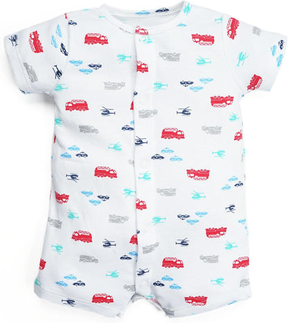 3-Pack 100% Cotton Baby Boy Rompers,0-24Months Short Sleeve Toddler Romper,Breathable Spring/Summer Clothes