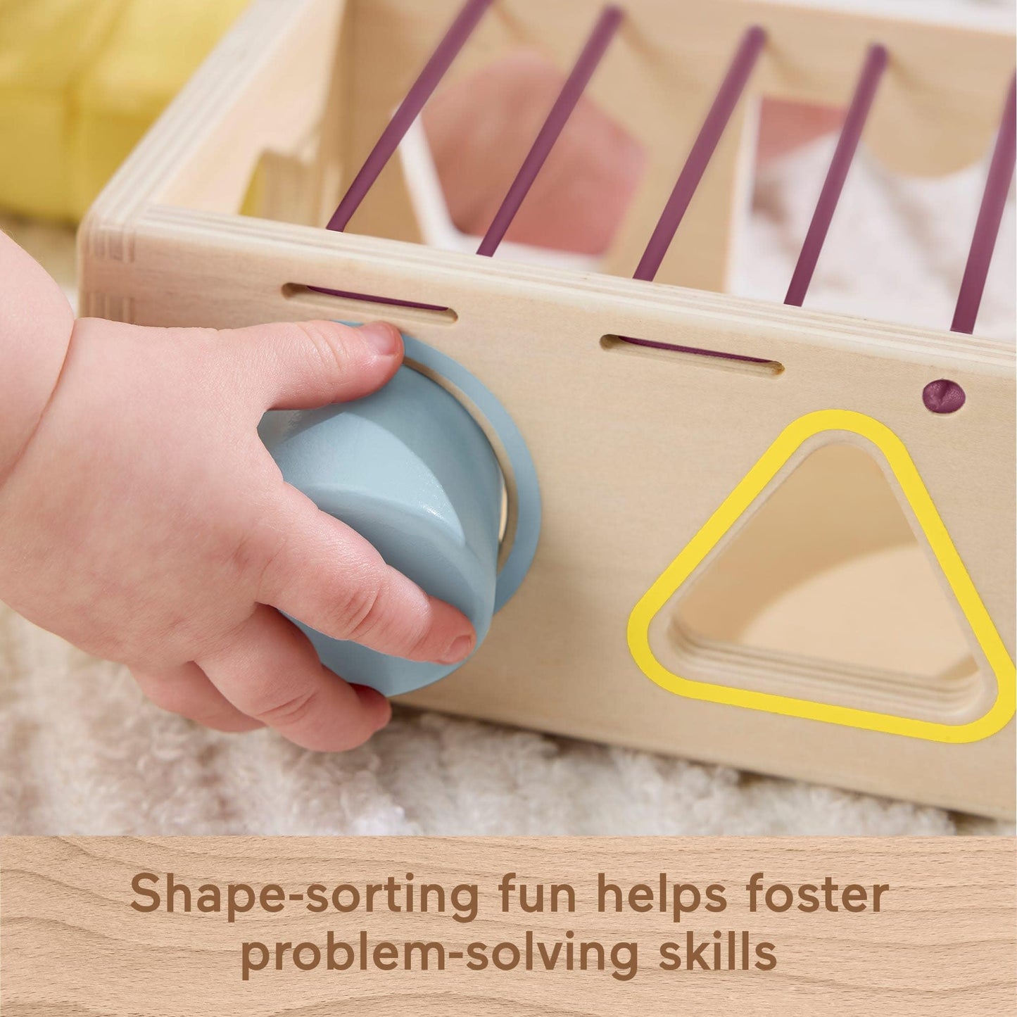 Fisher-Price Wood Baby Toy Flexi Shape Sorter, 7-Piece Wooden Activity with Elastic Bands for