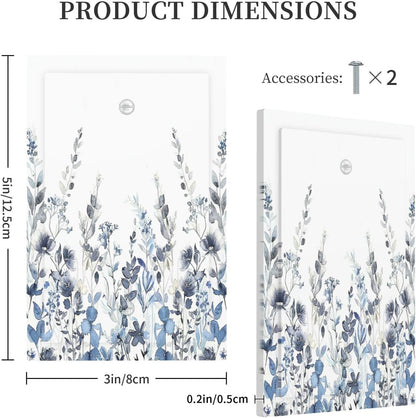Light Switch Cover Plate Light Blue Watercolor Leaves Plant With Floral 1 Gang No Device Blank Electrical Wall Plates Faceplate Decorative Switch Plate for Bedroom Bathroom Decor