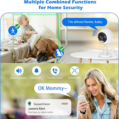 5G/2.4G Indoor/Outdoor Security Camera for Baby Monitor, Indoor Camera for Dog/Cat/Pet/Nanny/Baby/Elder, IP66 Waterproof, 3 Night Vision, Motion Detection, SD/Cloud
