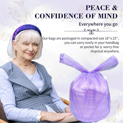 Large Adult Diaper Disposal Bags (18?™’x23?™â€?,96 Pcs, Scented, Elderly Waste Disposal, Baby Diapers Disposal Trash Bags, Sanitary Product Disposal at Home and Travel, Purple