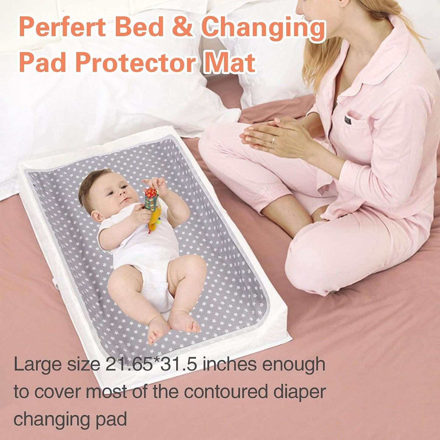 Baby Diaper Changing Pad, 21 5/8" x 31.5" Waterproof Changing Pad Liners - Reusable Soft and Absorbent Portable Changing Mat(Star1PCS)