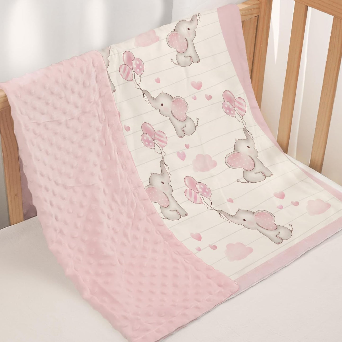 SANDJEST Elephant Kid Blanket for Girl - 30 x 40 Minky Throw Blankets for Girls - Gift for Kids on