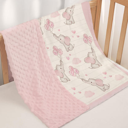 SANDJEST Elephant Kid Blanket for Girl - 30 x 40 Minky Throw Blankets for Girls - Gift for Kids on