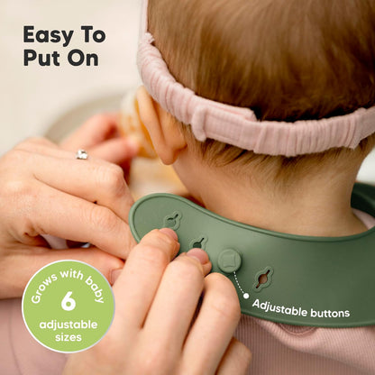 KeaBabies 2-Pack Silicone Baby Bibs for Eating - Sturdy Food-Grade Silicone Bibs for Babies Girl