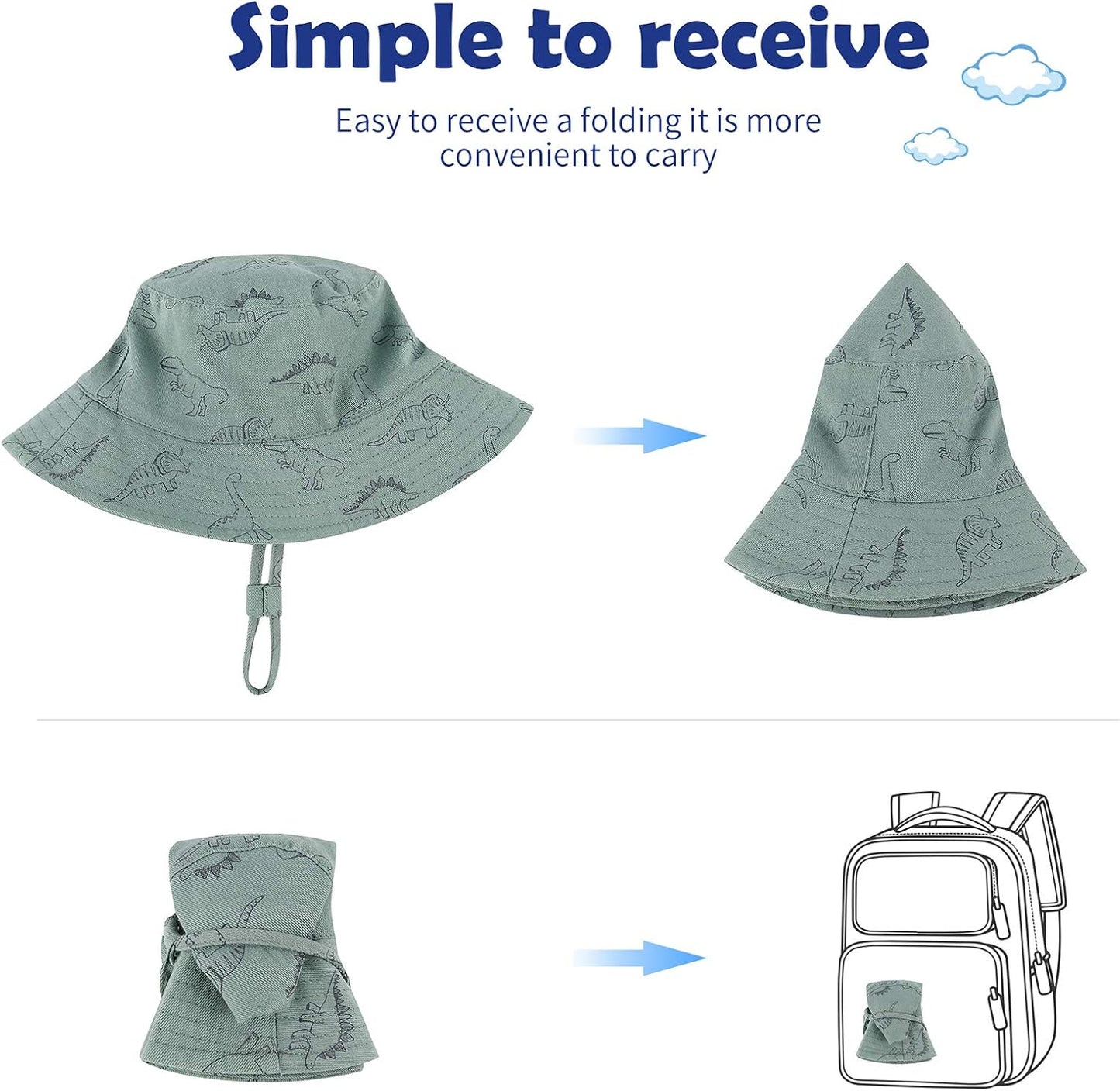 Durio Baby Bucket Sun Hat Toddler Hats Summer Beach Hat UPF 50+ Sun Protection Bucket Hats for Kids Baby Boy Girl Gifts 2Pack