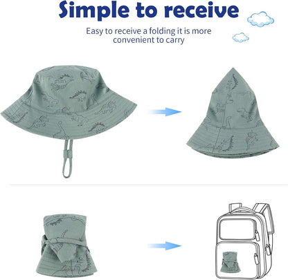 Durio Baby Bucket Sun Hat Toddler Hats Summer Beach Hat UPF 50+ Sun Protection Bucket Hats for Kids Baby Boy Girl Gifts 2Pack