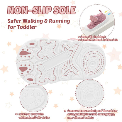 Baby Walking Shoes Toddler Girl Boy Soft Sole Breathable Mesh Slip on Summer Wide Shoes Infant Flexible Lightweight Non-Slip Safer Causal Tennis Shoes Toddler First Walkers Shoes Rubber Soles Outdoor