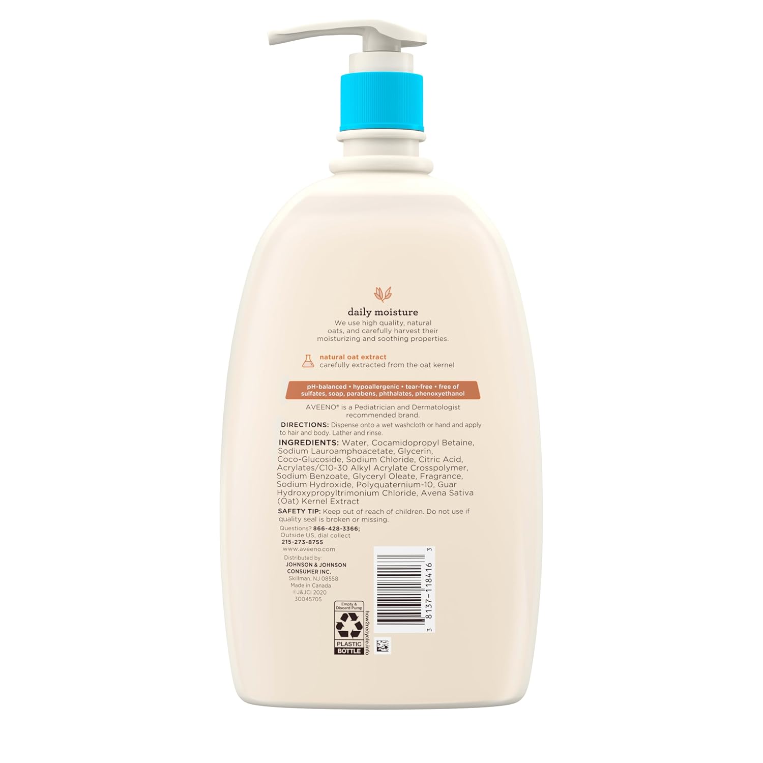 Aveeno Baby Daily Moisture Gentle Bath Wash & Shampoo with Natural Oat Extract, Hypoallergenic