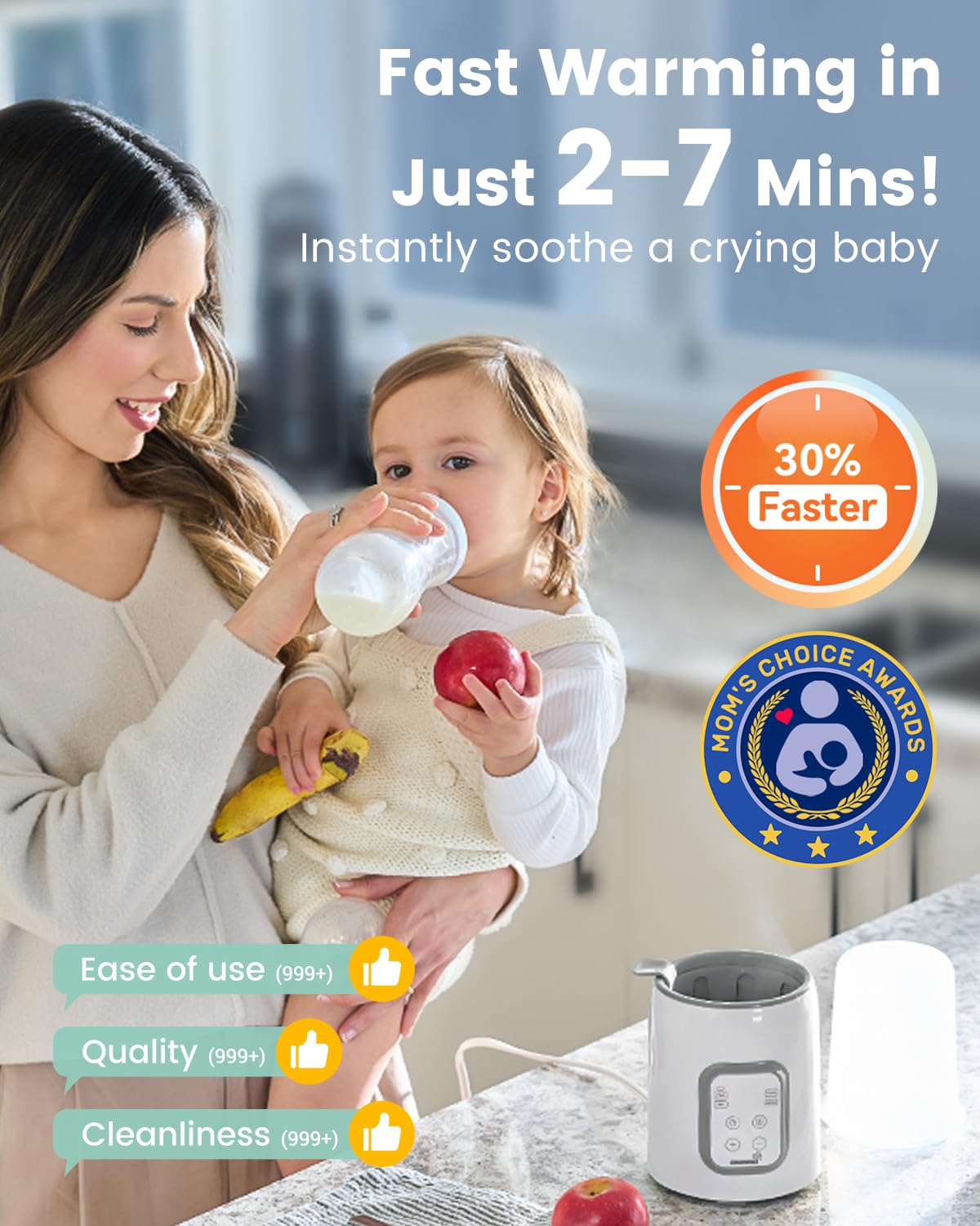 Bottle Warmer, GROWNSY 8-in-1 Fast Baby Milk Warmer with Timer for Breastmilk or Formula, Accurate