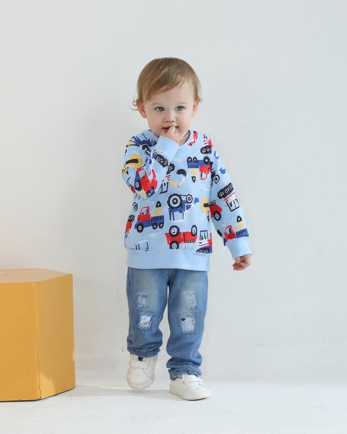 Toddler Baby Boy Outfits Fall Winter Clothes Color Block Long Sleeve Sweatshirt Tops + Jogger Pants Set 2PCS