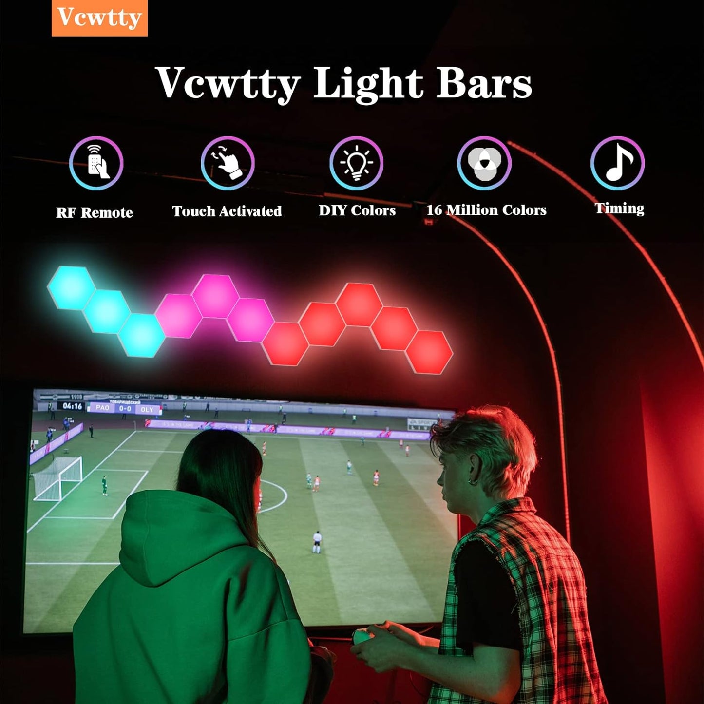 Hexagon Lights, Modular Touch Remote Control LED Wall Panels for Patients with Autism, Game Room Decor, Gift Birthday (12 Pack)