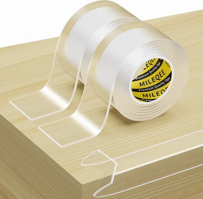 2Pack Clear Edge Protector Strip, 1.57in x 3.28FT(6.56FT Total), Sharp Edge Wrap Cover Tape, Self Adhesive Protective Corner Bumper Guards for Cabinet Door Desk Glass Table Bed Furniture, Kitchen