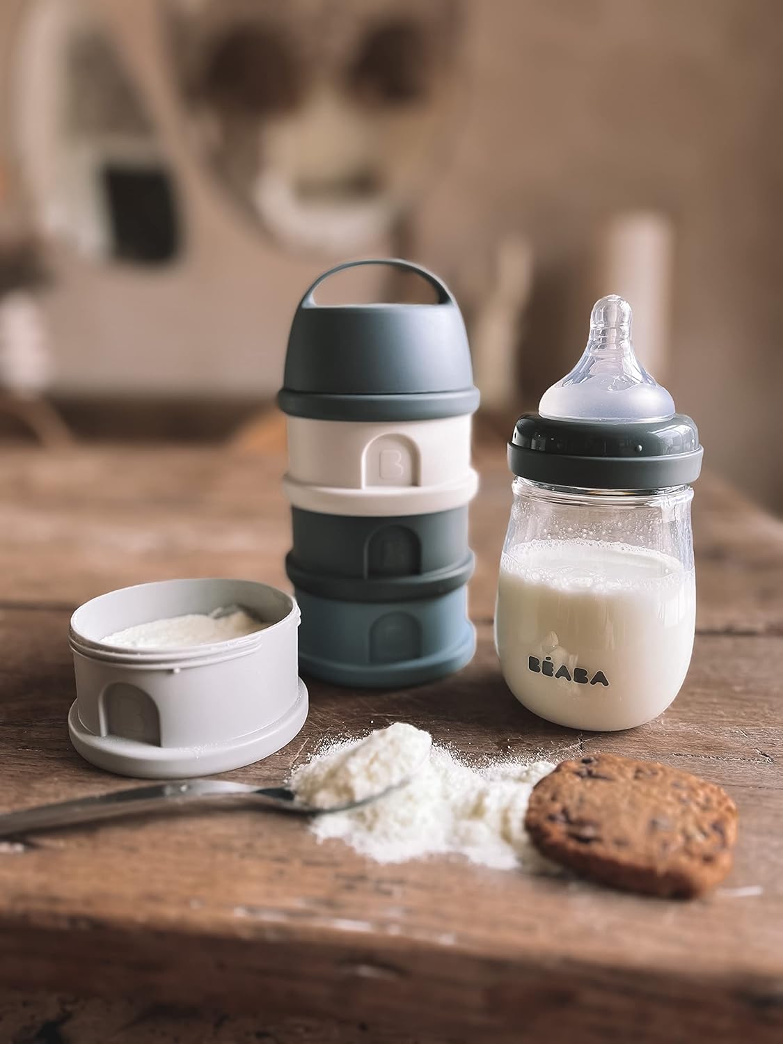 BEABA Formula and Snack Container, Baby Formula Dispenser, Toddler Baby Snack Storage Container