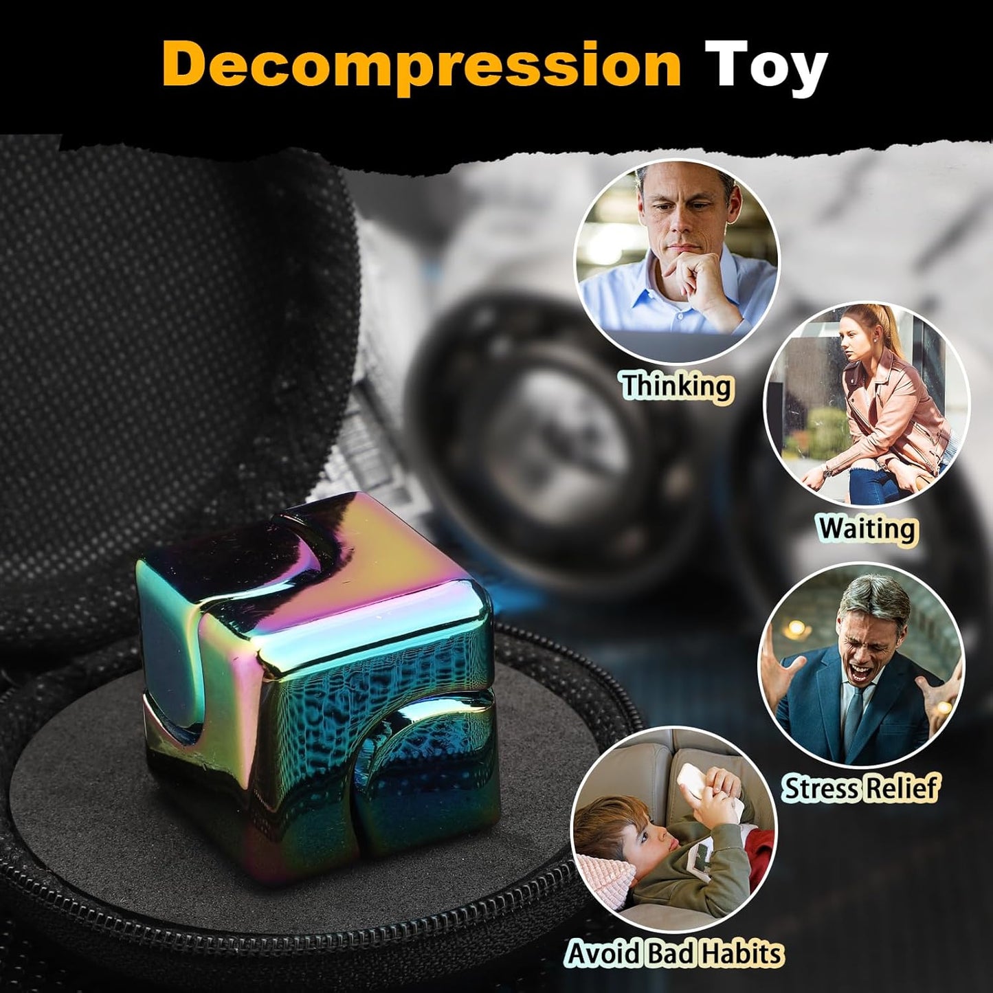 Infinity Cube Fidget Spinner Toy for Kid Adult, Metal EDC Fidget Block Figner Spinner 4 in 1 Focus